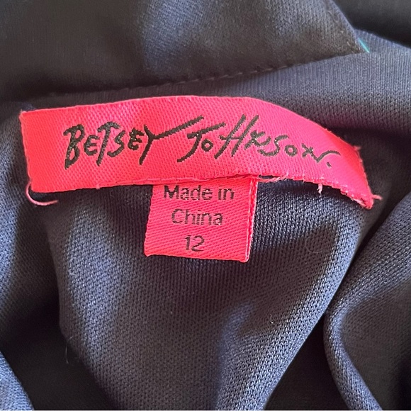 Betsey Johnson Navy Multicolor Sleeveless A-Line Dress with tulle lining. - Picture 6 of 7